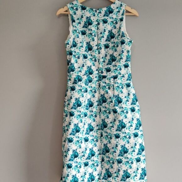 📏Teal Floral Sheath Summer Dress - Picture 4 of 6